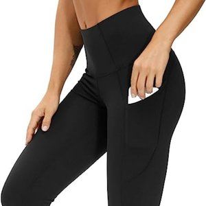 Thick High Waist Yoga Pants with Pockets, Tummy Control Workout Running Yoga Leg